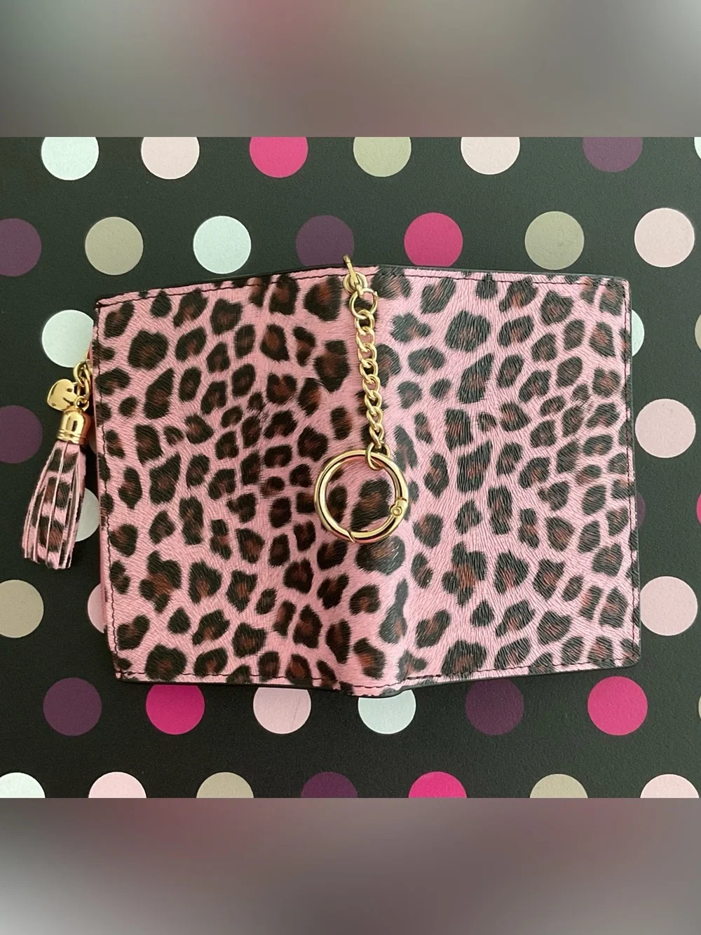 Leopard Pink Small Bifold Slim Mini Wallet